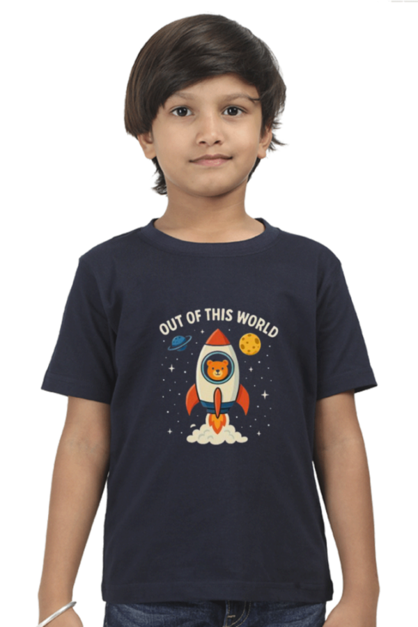 Navy Blue 🚀 Out of This World Kids' T-Shirt – Cool Space Theme Tee for Boys