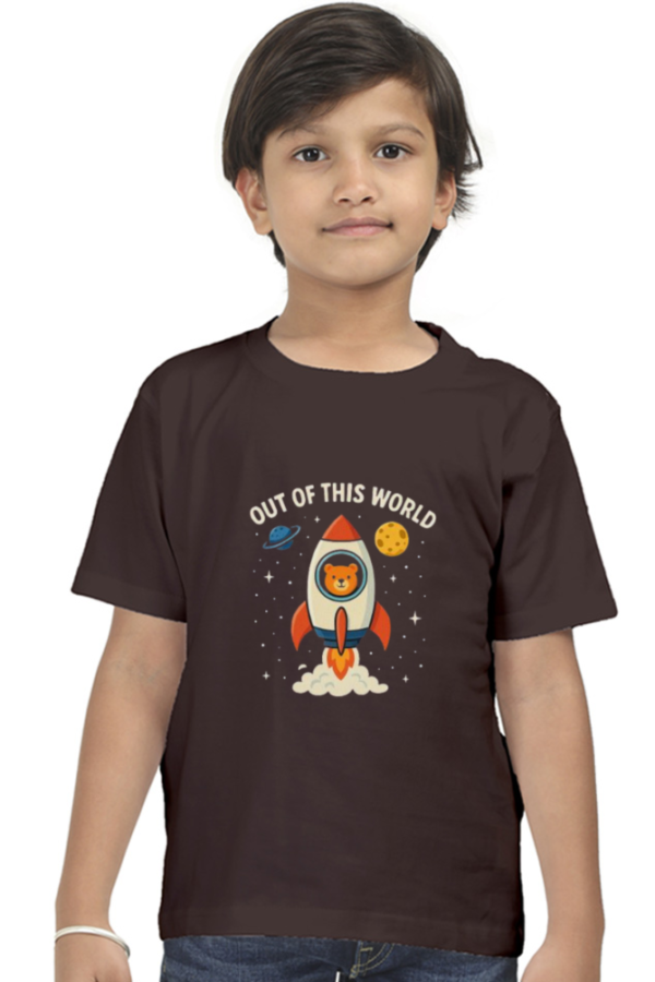 Coffee Brown 🚀 Out of This World Kids' T-Shirt – Cool Space Theme Tee for Boys