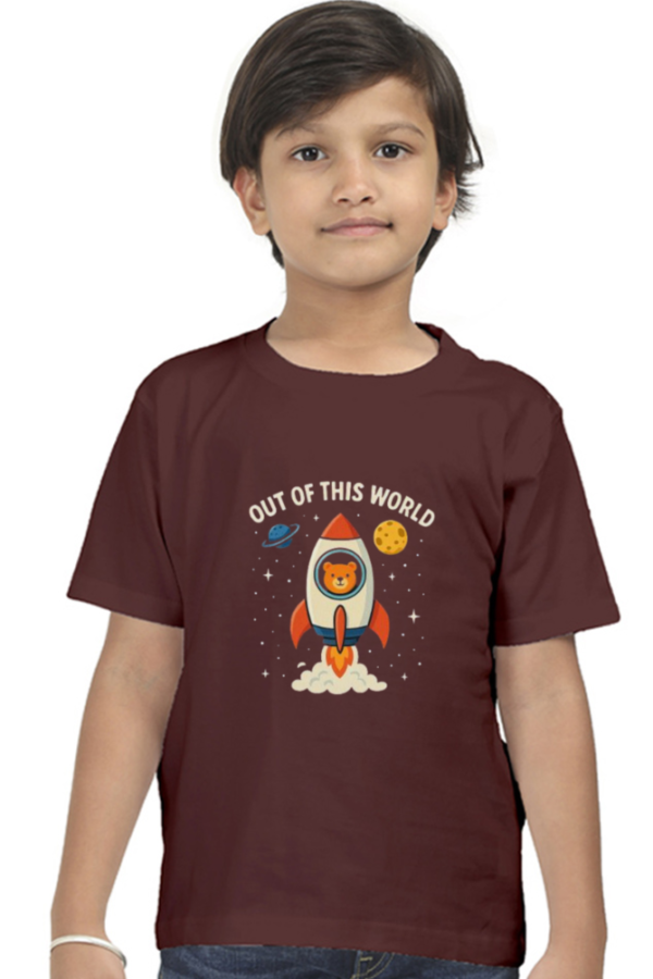 Maroon 🚀 Out of This World Kids' T-Shirt – Cool Space Theme Tee for Boys