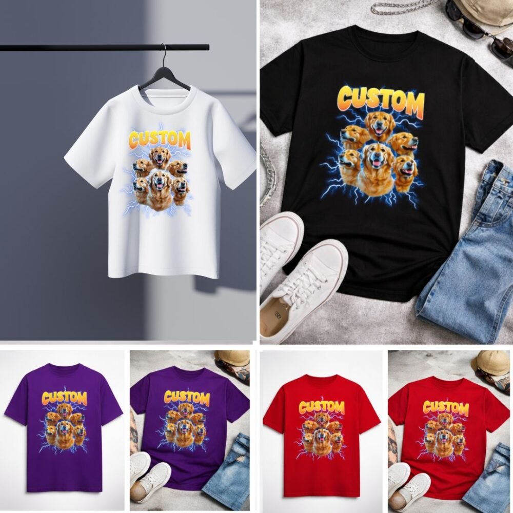 Custom Golden Retriever Graphic T-Shirt – Premium 100% Cotton 180 GSM Unisex Tee | Dog Lover Stylish Printed Tee | Comfortable Everyday Wear